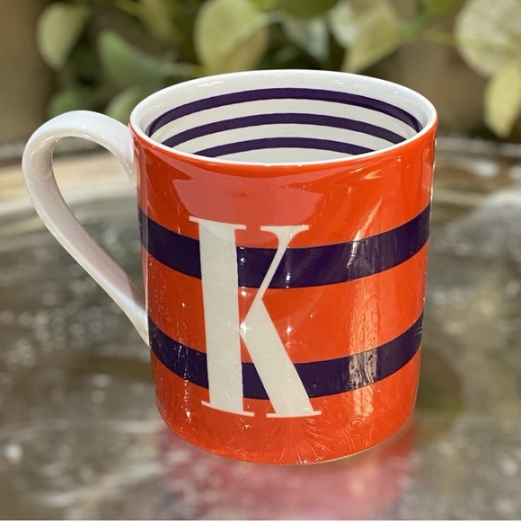 Kate Spade To The Letter “K” Coffee Tea Mug Cup Orange Purple Lenox - Picture 4 of 7